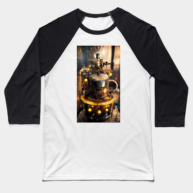 Extra large coffee lover steampunk machine Baseball T-Shirt by ai1art